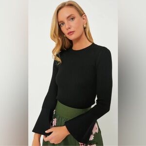 Tuckernuck Lucy Black Rib Knit Bell Sleeve Top Sz M NWT